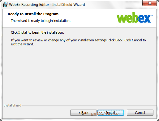 选择WebEx Recording Editor的安装位置，可以手动选择